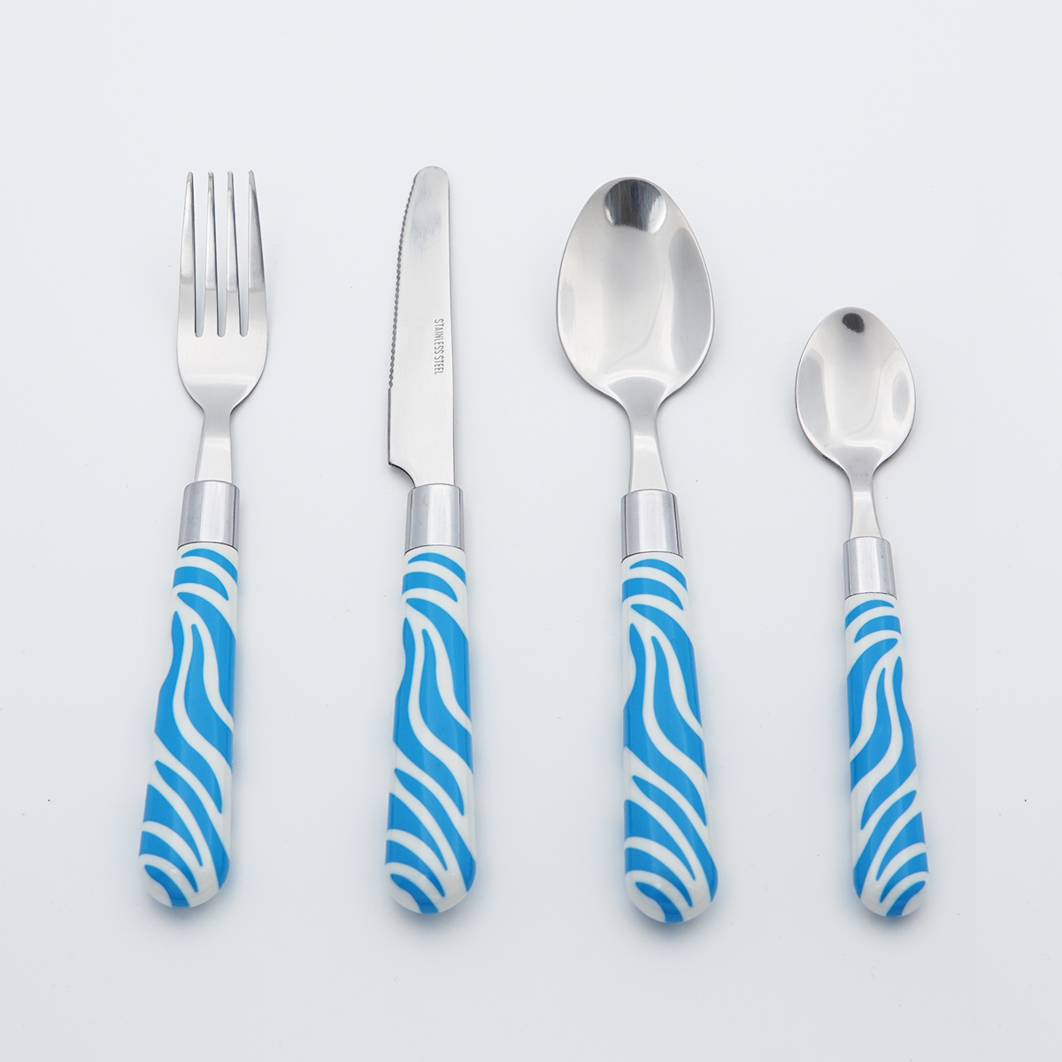 Stainless Steel Cutlery Plastic Handle Wholesale Food Grade Flatware Mirror Polish Silverware Set for Restaurant Hotel