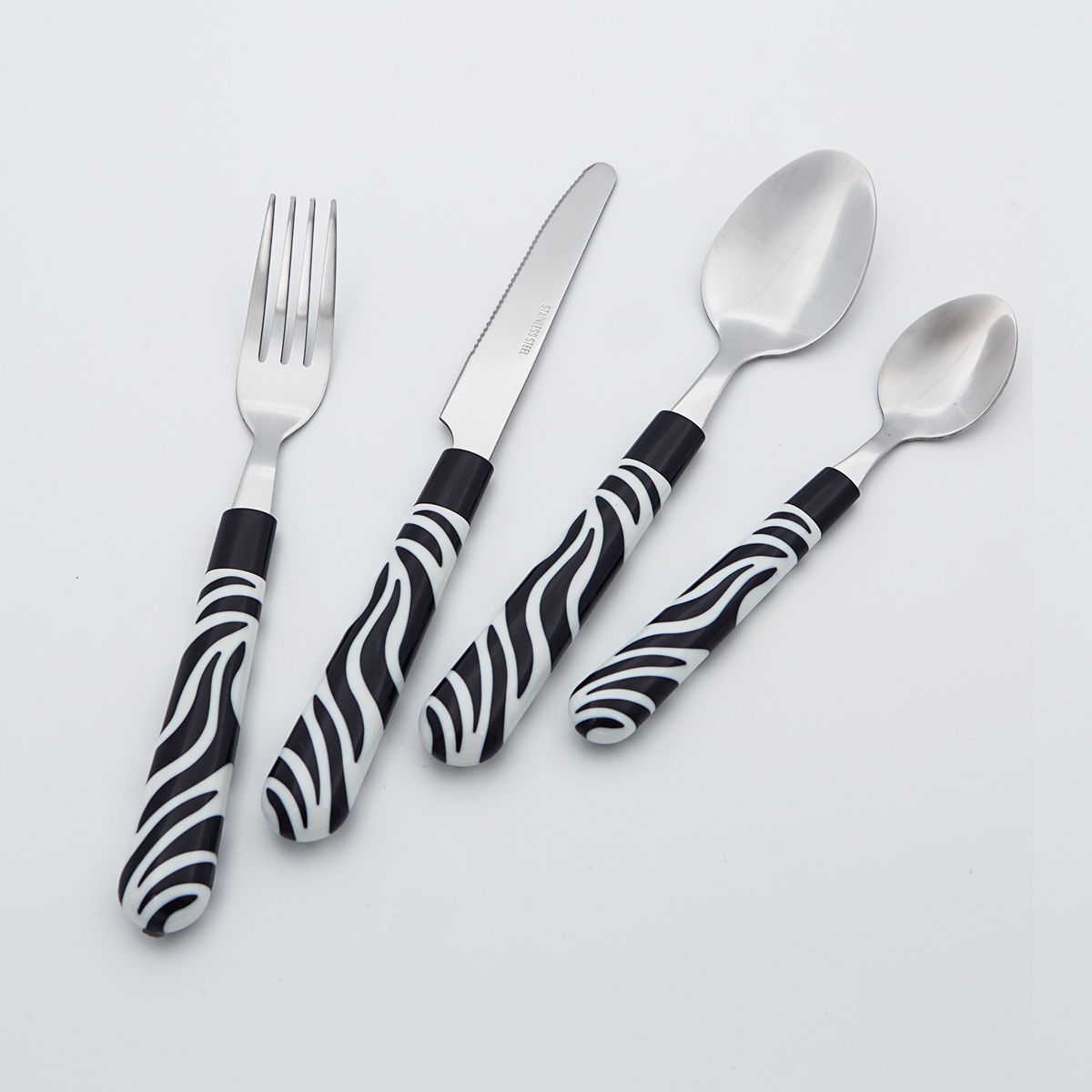 Stainless Steel Cutlery Plastic Handle Wholesale Food Grade Flatware Mirror Polish Silverware Set for Restaurant Hotel