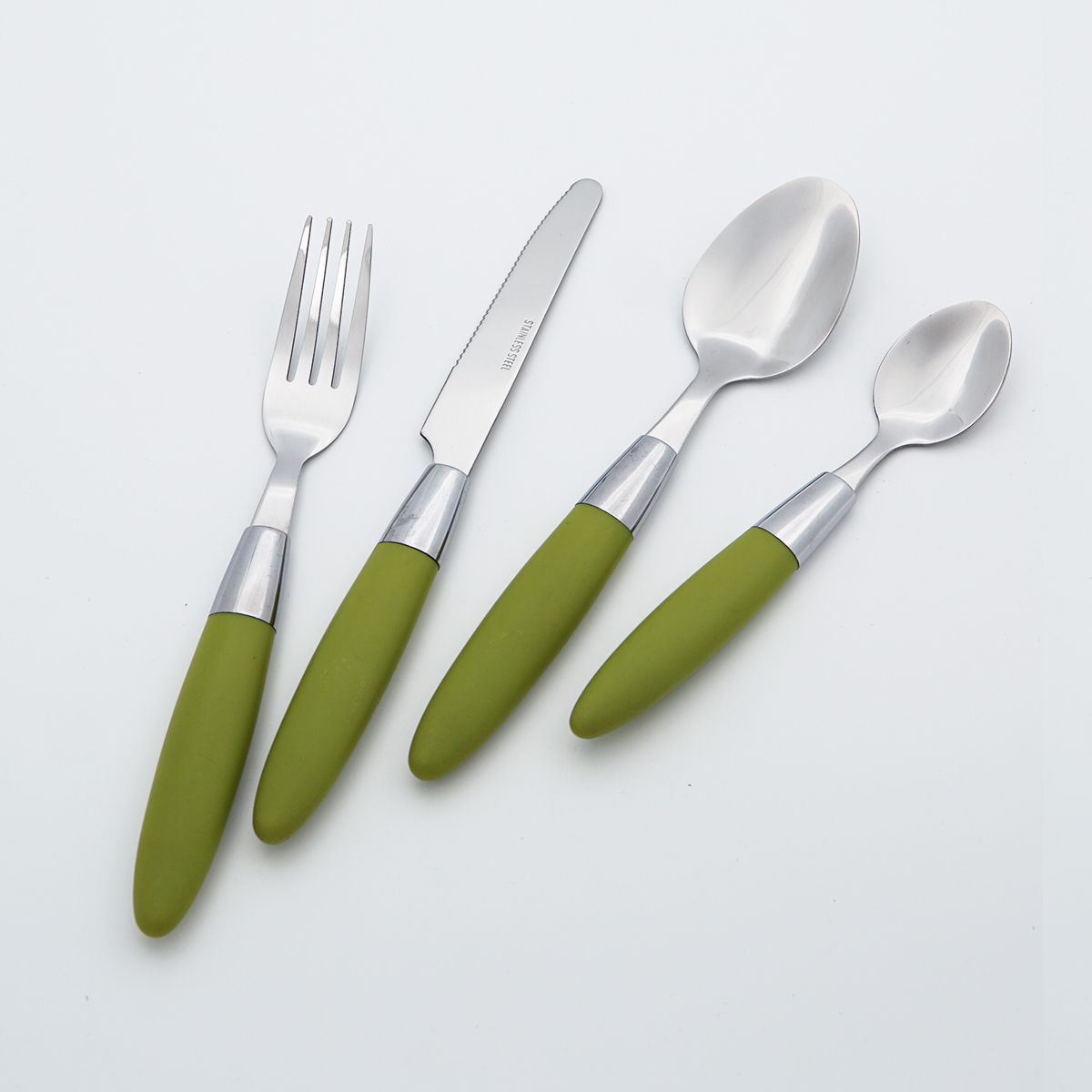 Plastic Handle Cutlery Wholesale Stainless Steel Food Grade Flatware Mirror Polish Silverware Set for Restaurant Hotel