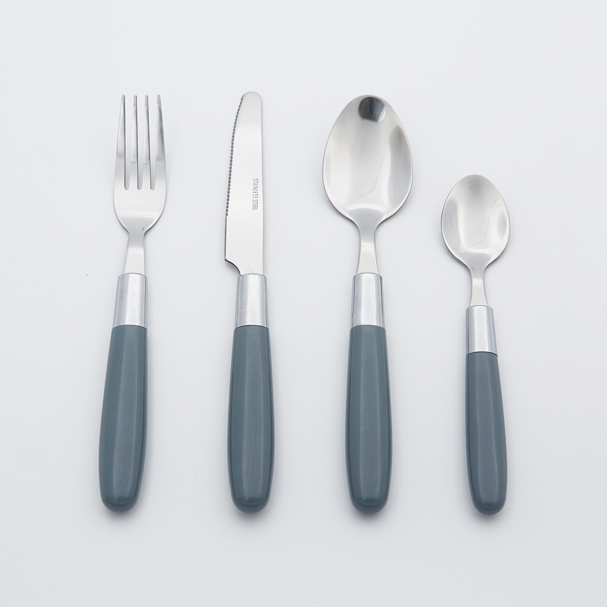 Wholesale Stainless Steel Cutlery Food Grade Flatware Plastic Handle Mirror Polish Silverware Set for Restaurant Hotel