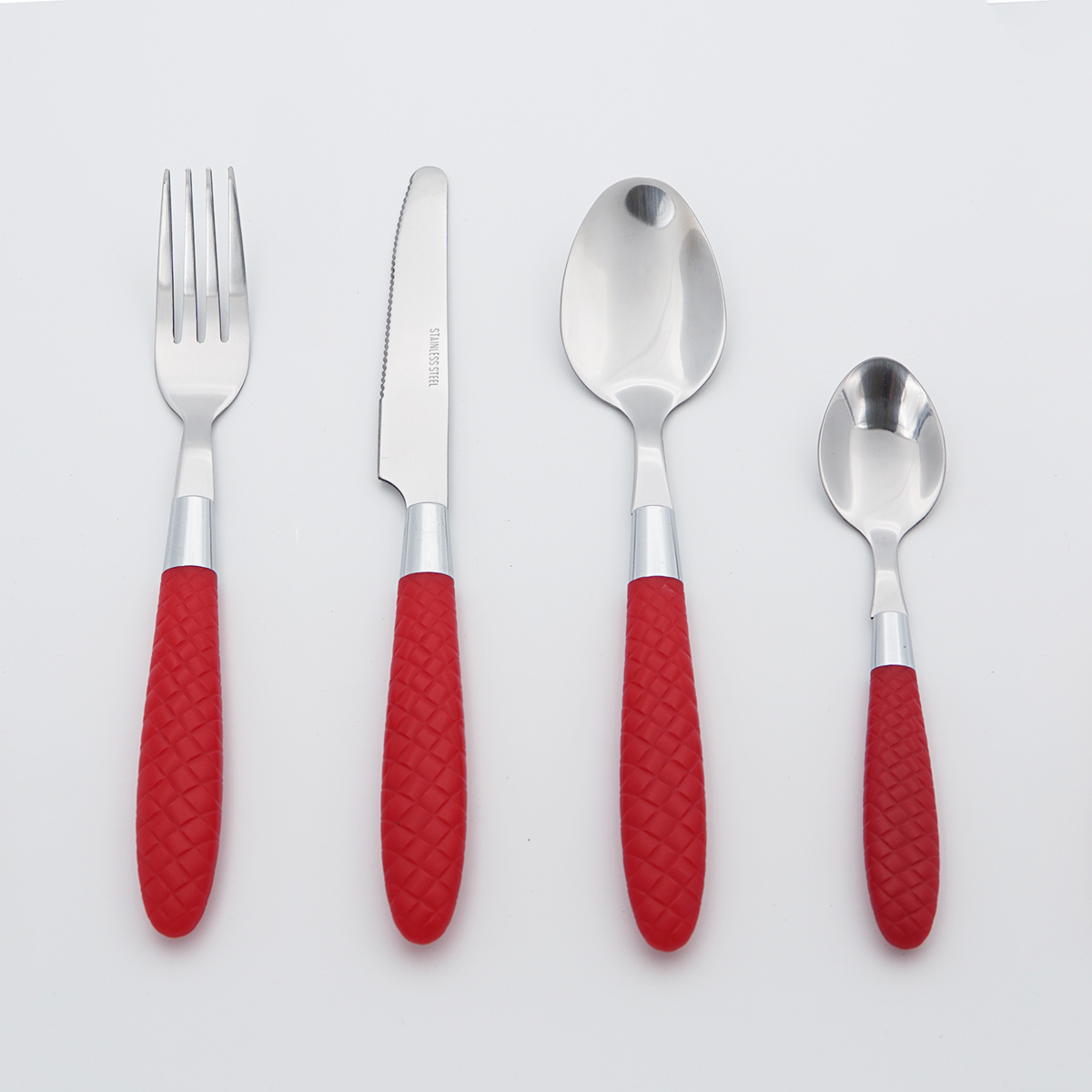 Food Grade Flatware Stainless Steel Cutlery Plastic Handle Wholesale Mirror Polish Silverware Set for Restaurant Hotel