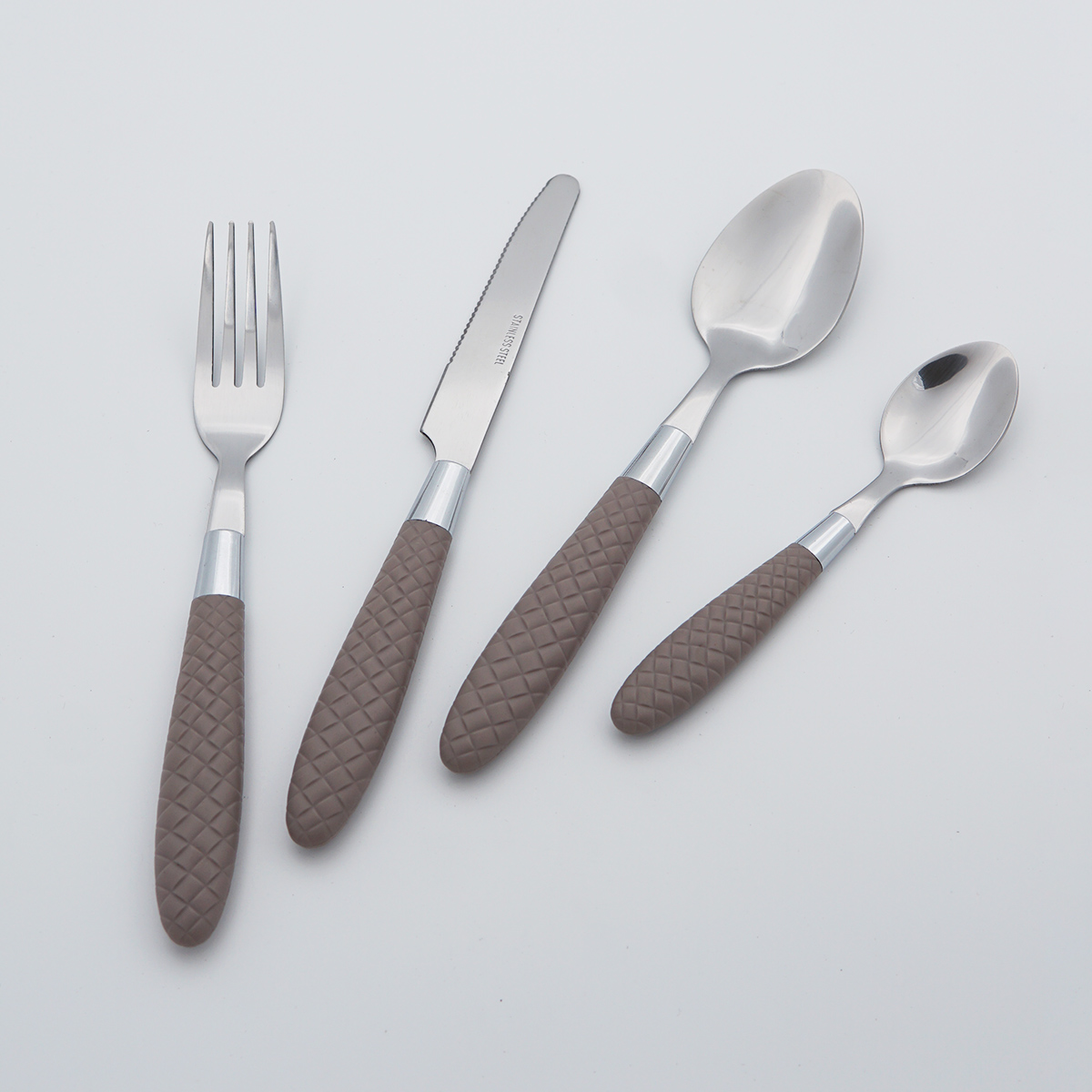 Food Grade Flatware Stainless Steel Cutlery Plastic Handle Wholesale Mirror Polish Silverware Set for Restaurant Hotel