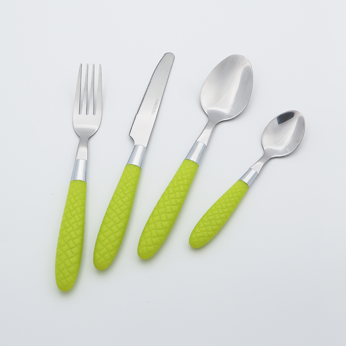 Food Grade Flatware Stainless Steel Cutlery Plastic Handle Wholesale Mirror Polish Silverware Set for Restaurant Hotel