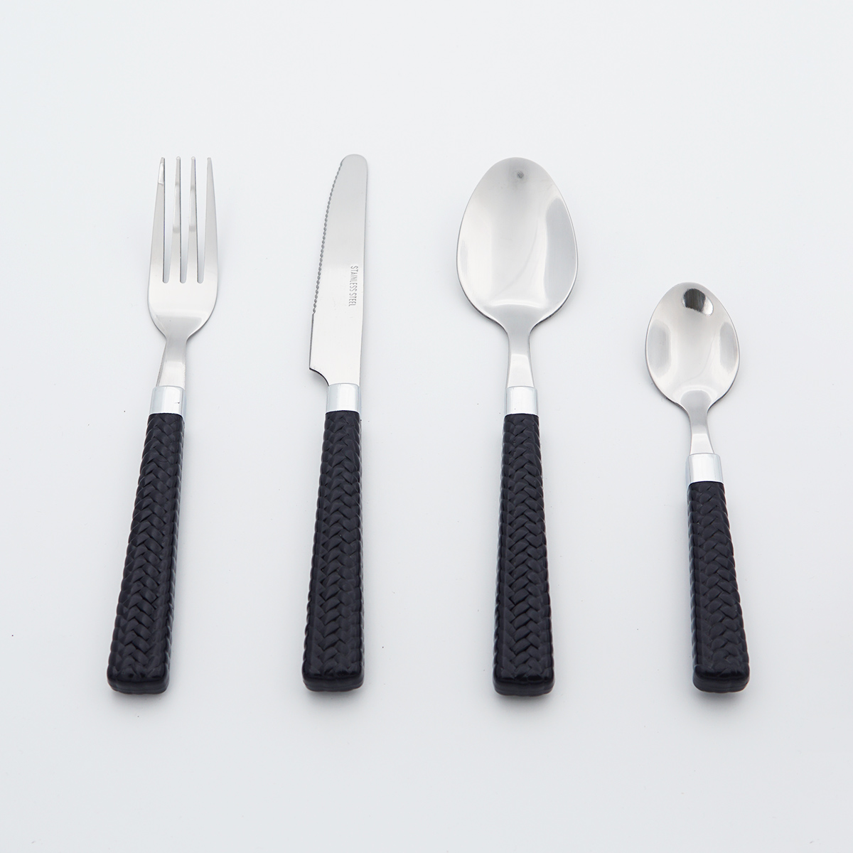 Stainless Steel Cutlery Plastic Handle Food Grade Flatware Wholesale Mirror Polish Silverware Set for Restaurant Hotel