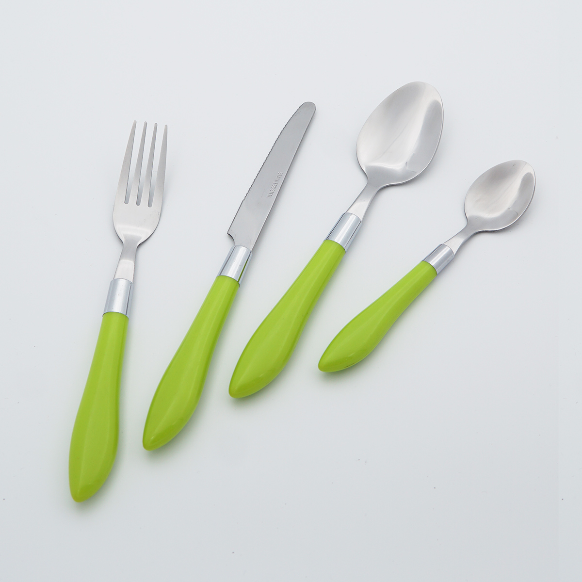 Mirror Polish Stainless Steel Cutlery Plastic Handle Food Grade Flatware Wholesale Silverware Set for Restaurant Hotel