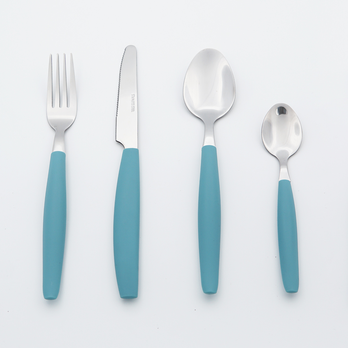Simple Plastic Handle Stainless Steel Cutlery Mirror Polish Food Grade Flatware Wholesale Silverware Set for Restaurant Hotel