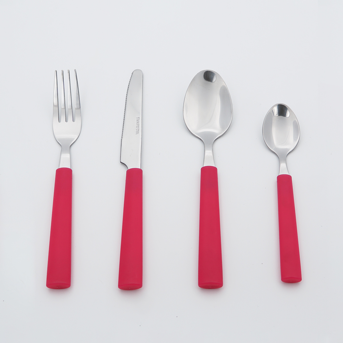 Plastic Handle Stainless Steel Cutlery Mirror Polish Food Grade Flatware Wholesale Silverware Set