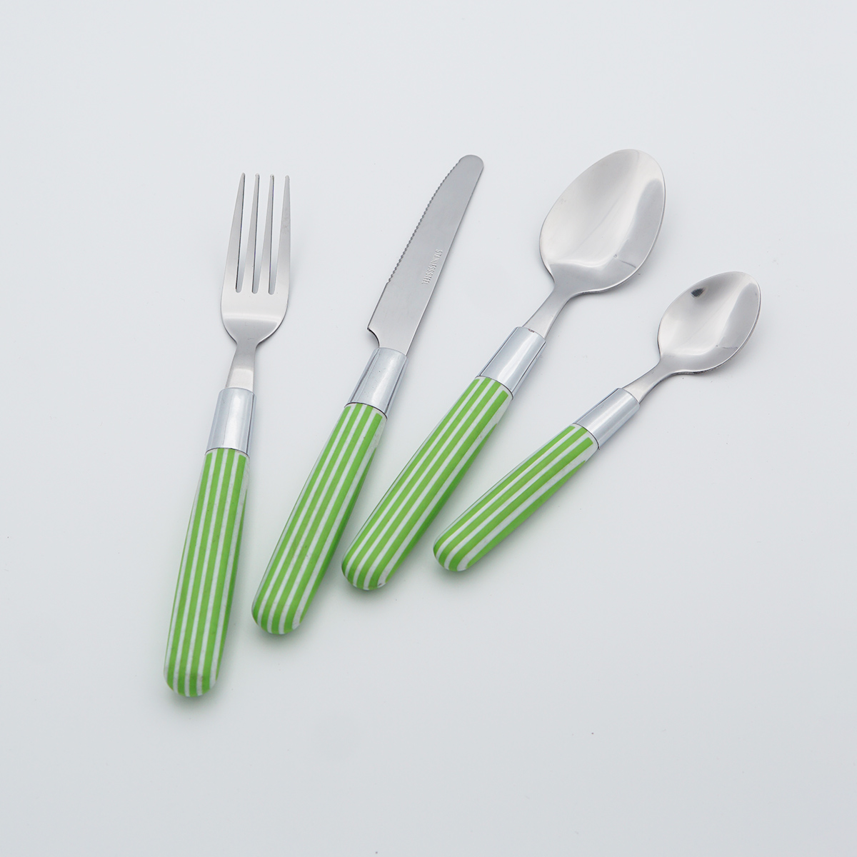 High Quality Stainless Steel Cutlery Mirror Polish Plastic Handle Flatware Wholesale Silverware Set