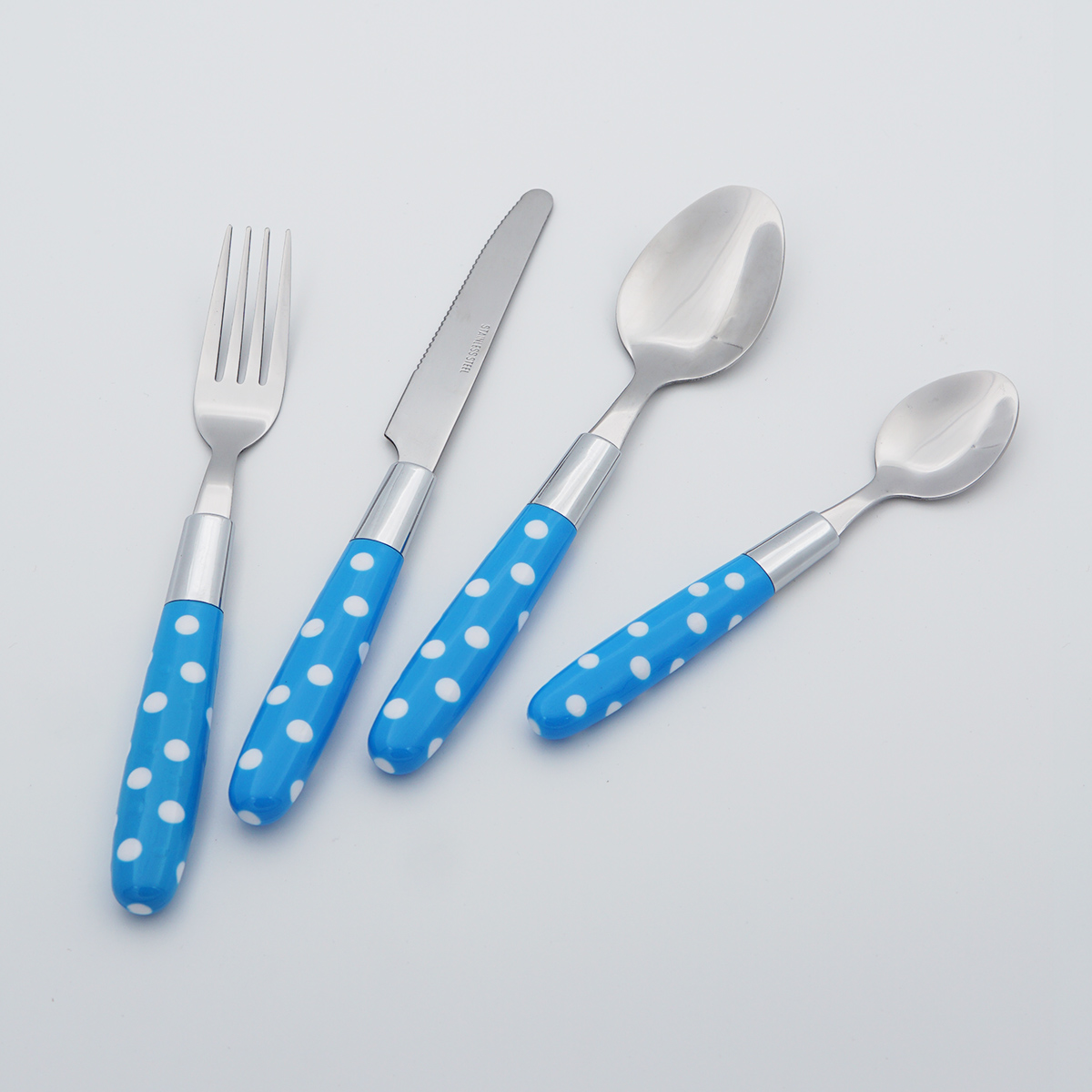 Mirror Polish Plastic Handle Stainless Steel Cutlery Food Grade Flatware Wholesale Silverware Set