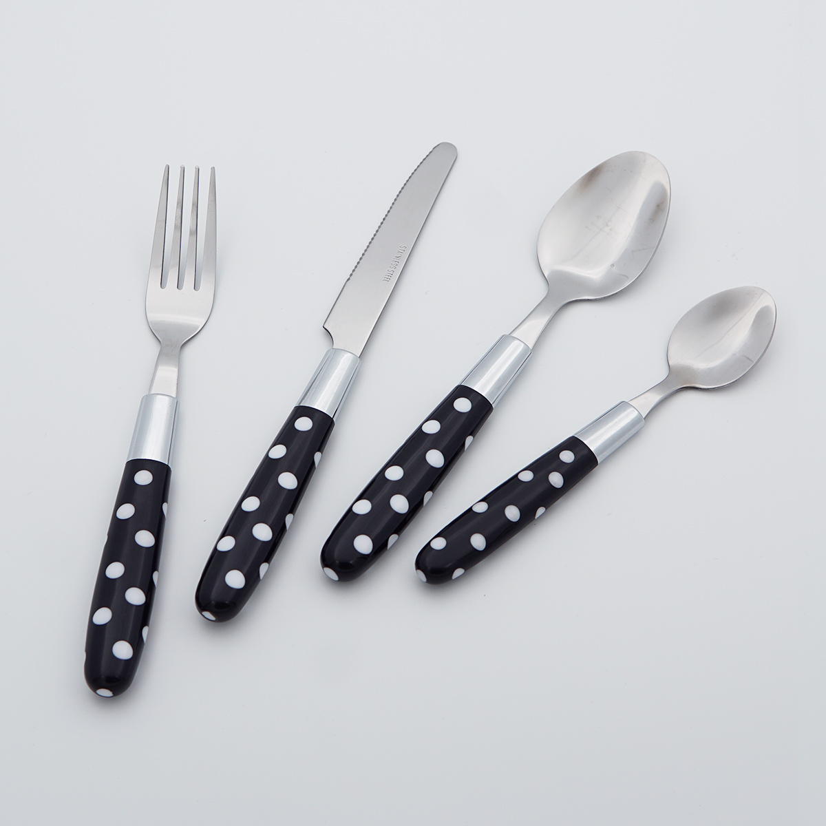 Mirror Polish Plastic Handle Stainless Steel Cutlery Food Grade Flatware Wholesale Silverware Set