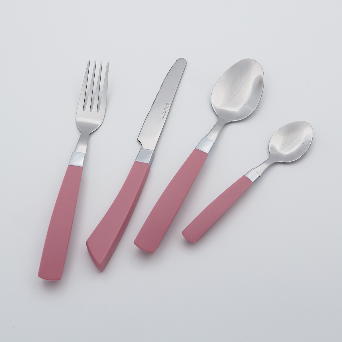 Plastic Handle Mirror Polish Stainless Steel Cutlery Food Grade Flatware Wholesale Silverware Set