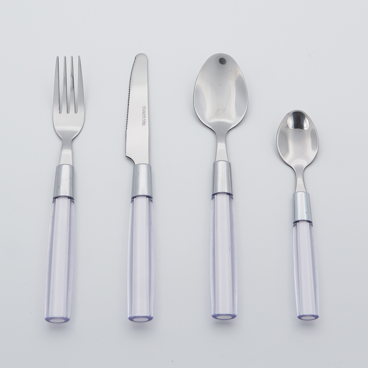 Food Grade Plastic Handle Mirror Polish Stainless Steel Cutlery Flatware Wholesale Silverware Set