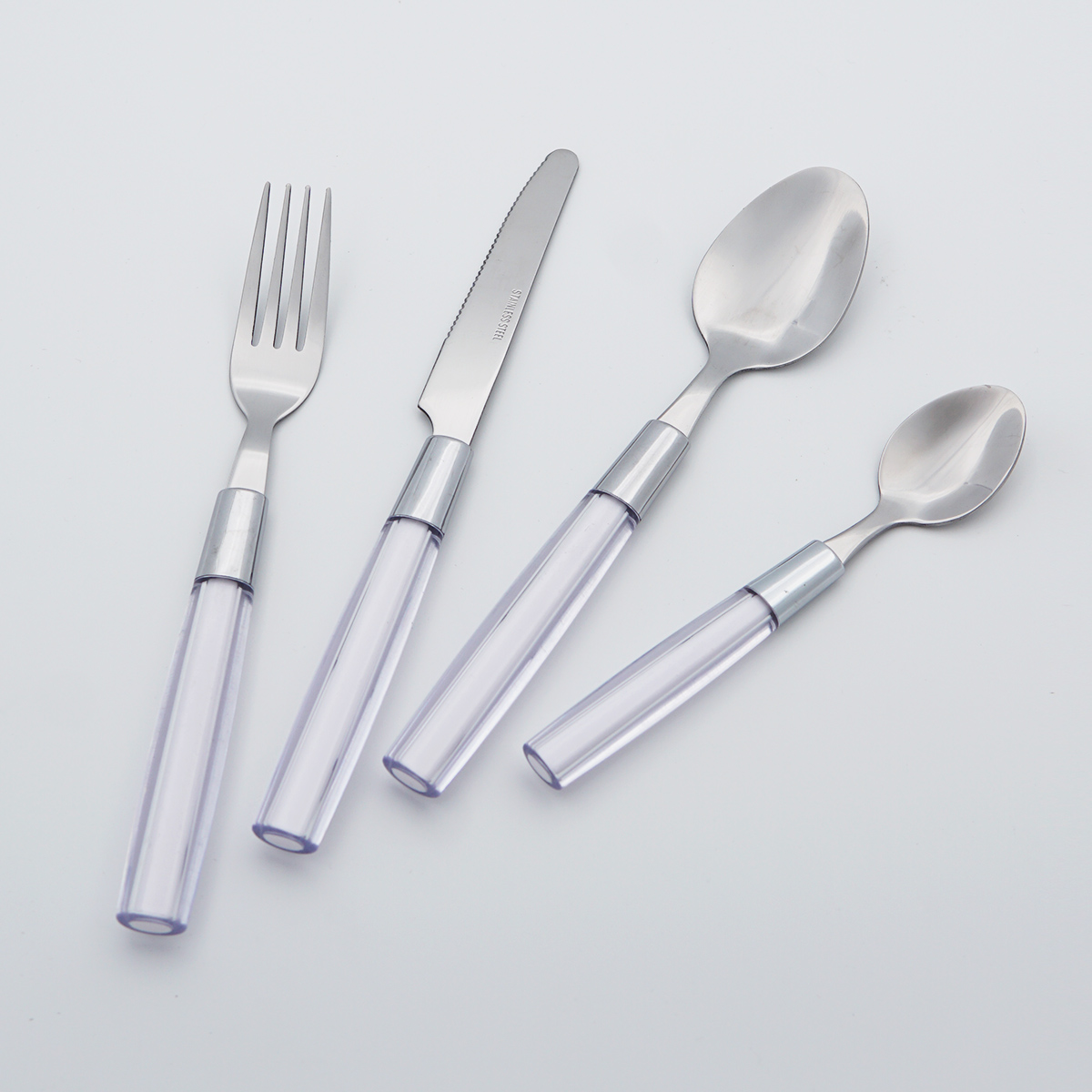 Food Grade Plastic Handle Mirror Polish Stainless Steel Cutlery Flatware Wholesale Silverware Set