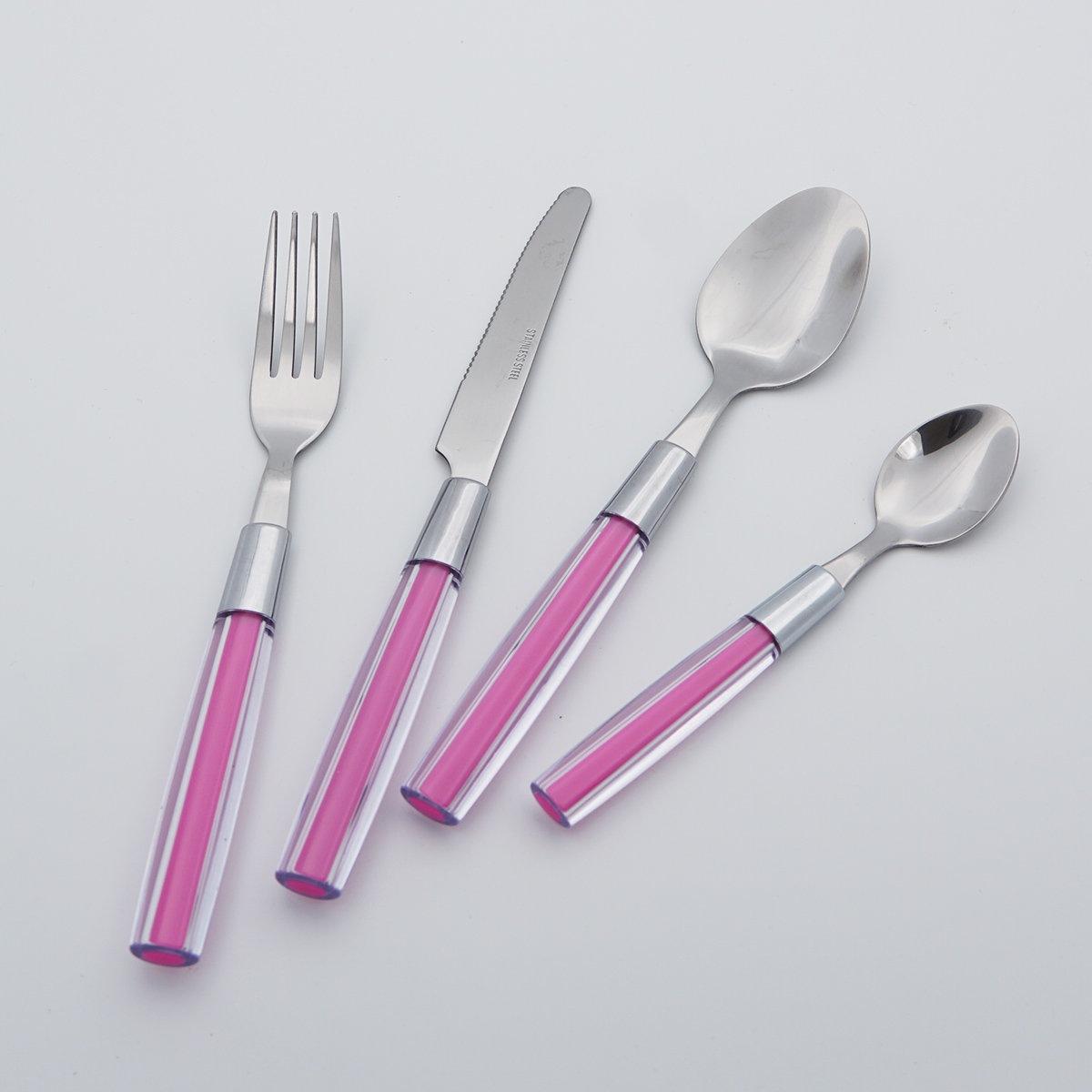 Food Grade Plastic Handle Mirror Polish Stainless Steel Cutlery Flatware Wholesale Silverware Set