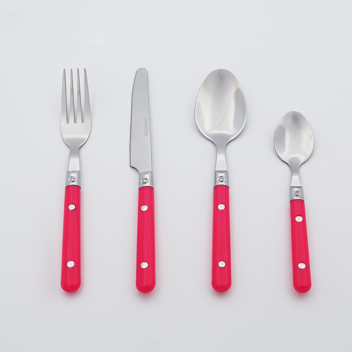 Mirror Polish Plastic Handle Food Grade Stainless Steel Cutlery Flatware Wholesale Silverware Set