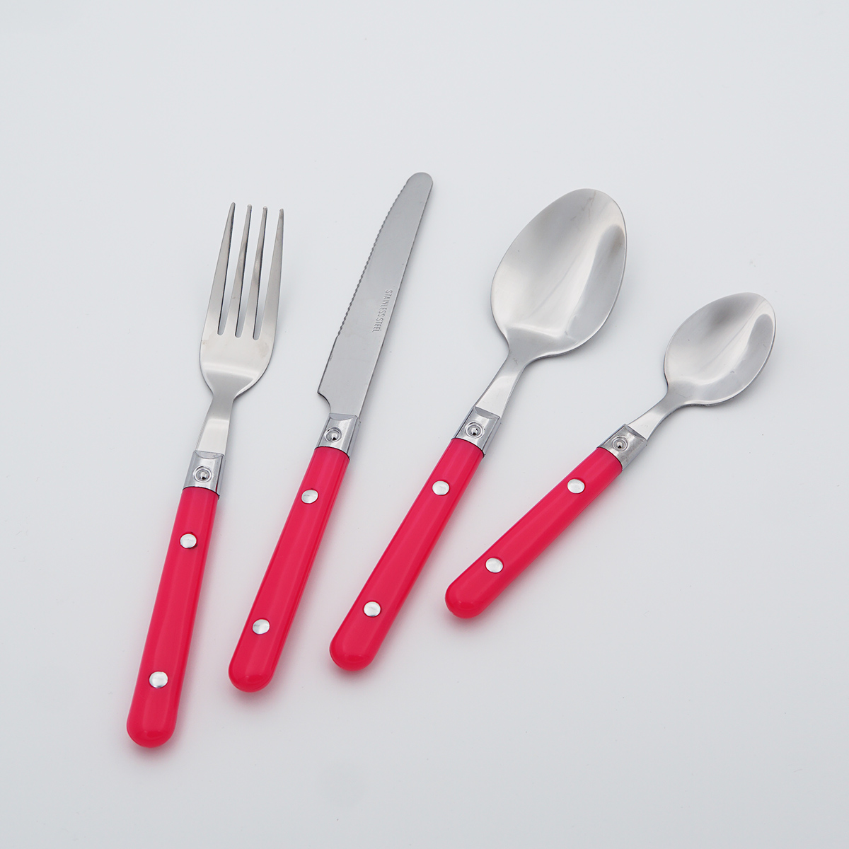 Mirror Polish Plastic Handle Food Grade Stainless Steel Cutlery Flatware Wholesale Silverware Set