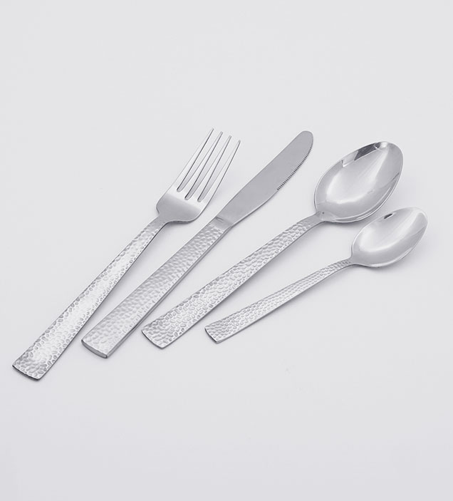 QZQ Hammered Modern Stainless Steel Cutlery Flatware Set Silverware Wholesale for Restaurant Hotel Amazon