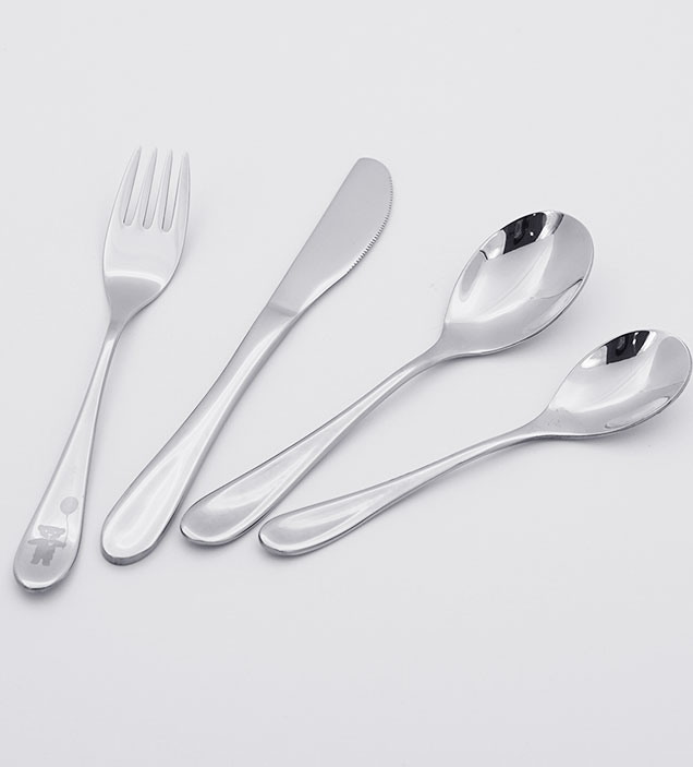 QZQ Wholesale Toddler Silverware Kids Flatware 18/10 Stainless Steel Children Cutlery Set