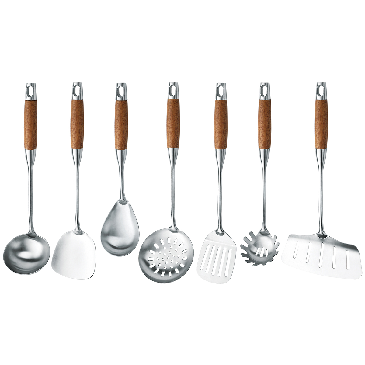 Stainless Steel Kitchen Cooking Utensils Set Wooden Handle - Temu