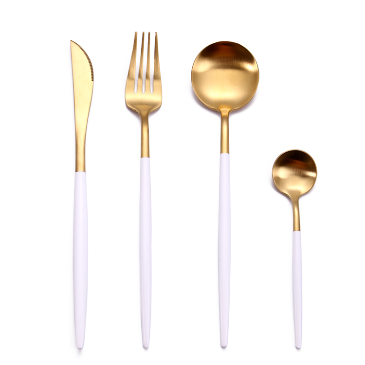 SUS304 Gold Plated Knife Spoon Fork Stainless Steel Portugal Style Cutlery
