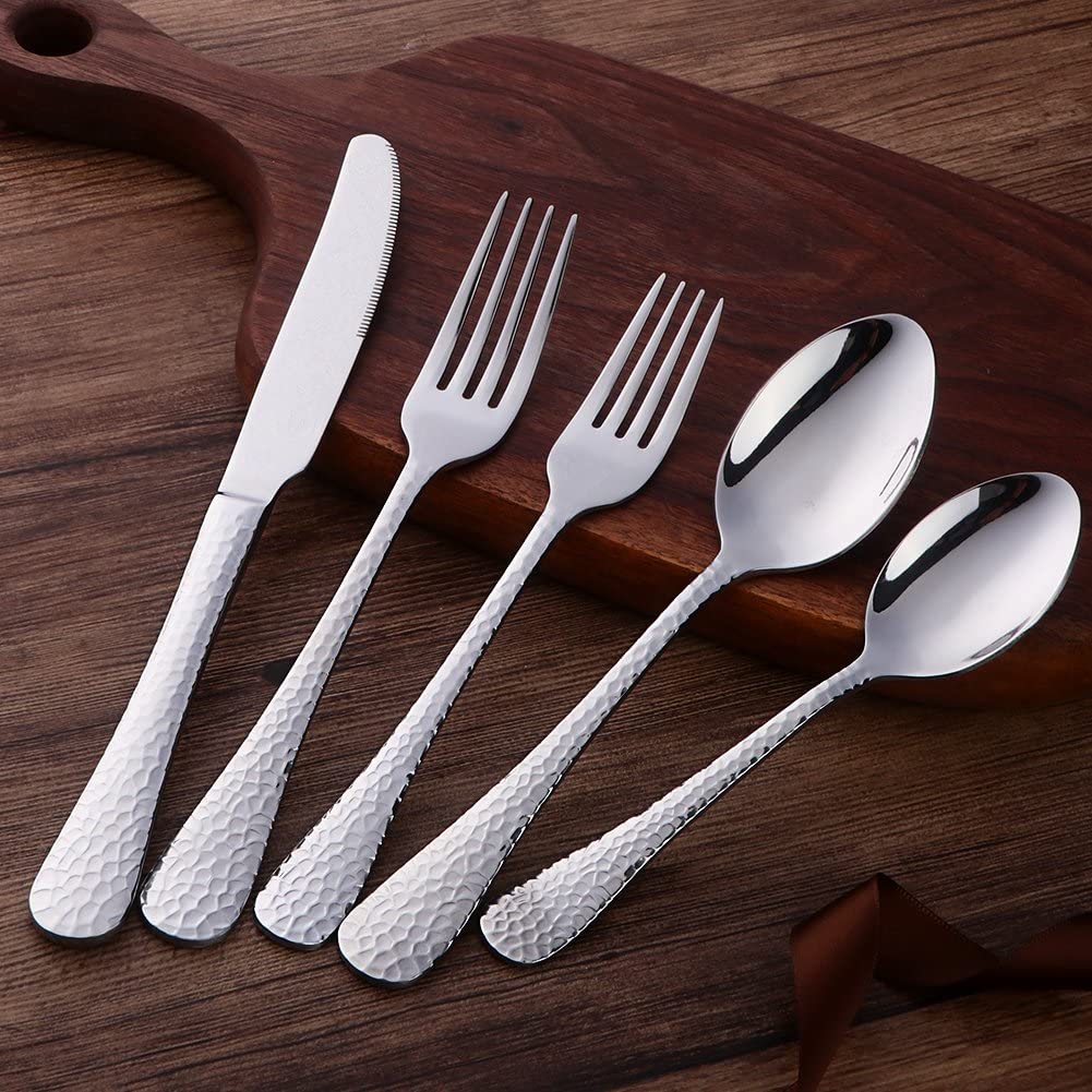 QZQ Wholesale Hammered Cutlery 18/10 Stainless Steel Flatware Stainless Steel Silverware 18/10