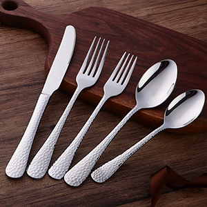 Wholesale Hammered Cutlery 18/10 Stainless Steel Flatware Silverware Set