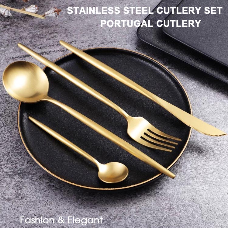 SUS304 Gold Plated Stainless Steel Cutlery Set