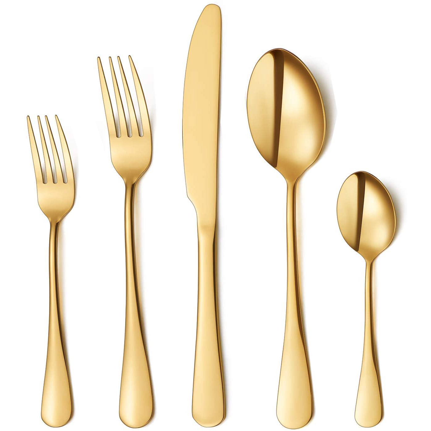 Wholesale Amazon Hot Gold Flatware Restaurant Shiny Stainless Steel Cutlery Set