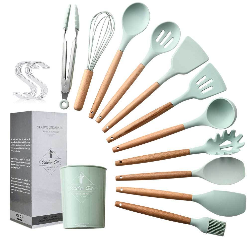 11 PCS Color Customized Silicone Kitchen Utensils with Wood Handle - China  Kitchenware and Kitchen Utensils price