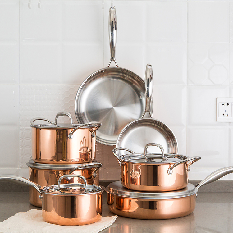 Cookware Set Non Stick Induction Cookware Copper Pots and Pans Set with Induction Bottom and Dishwasher and Oven Safe