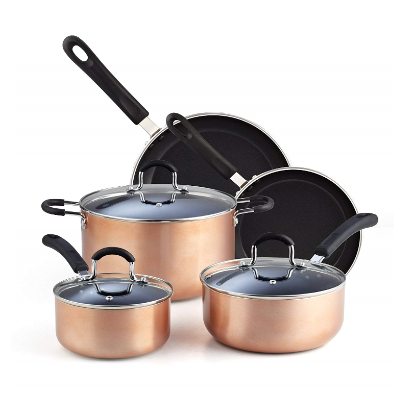 Copper Nonstick Cookware Set Dishwasher and Oven safe Pots and