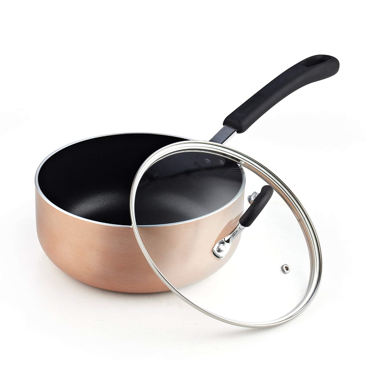 Copper Nonstick Cookware Set Dishwasher and Oven safe Pots and Pans 12Piece Various Sizes of Fry Pan and Sauce Pan