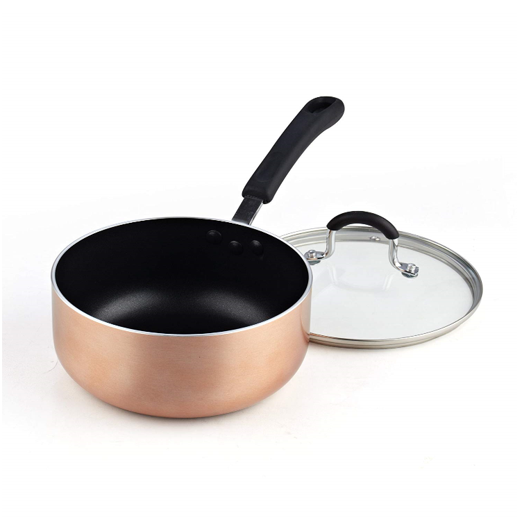 Copper Nonstick Cookware Set Dishwasher and Oven safe Pots and Pans 12Piece Various Sizes of Fry Pan and Sauce Pan