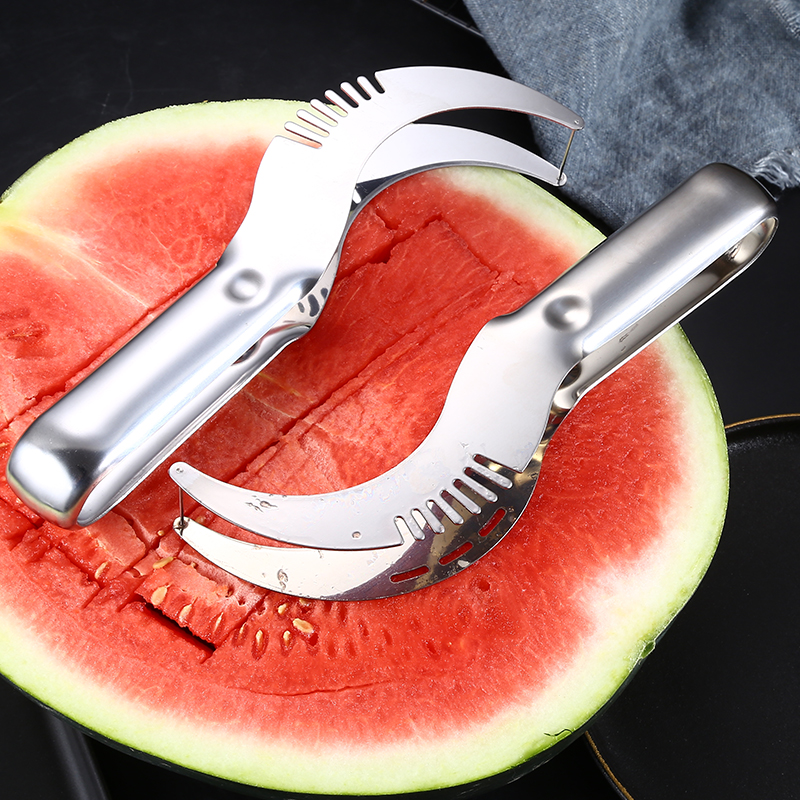 High Quality Kitchen Large Thick Household Stainless Steel Cantaloupe Papaya Fruit Watermelon Cutter