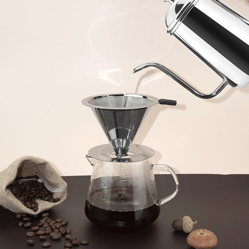 Amazon Hot Sell Coffee Grinder Gooseneck Kettle Glass Pot Reusable Coffee Filter Gift Set Manual Coffee Maker Set