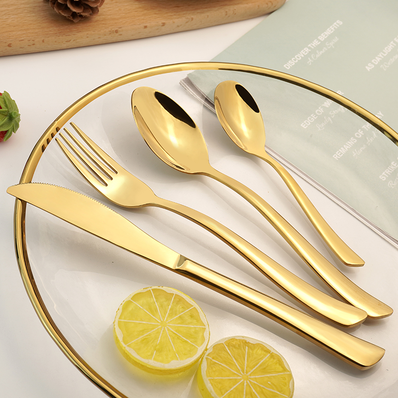 High Quality Modern Elegant Stainless Steel Cutlery Flatware Set Food Grade Silverware Wholesale for Restaurant Hotel Amazon