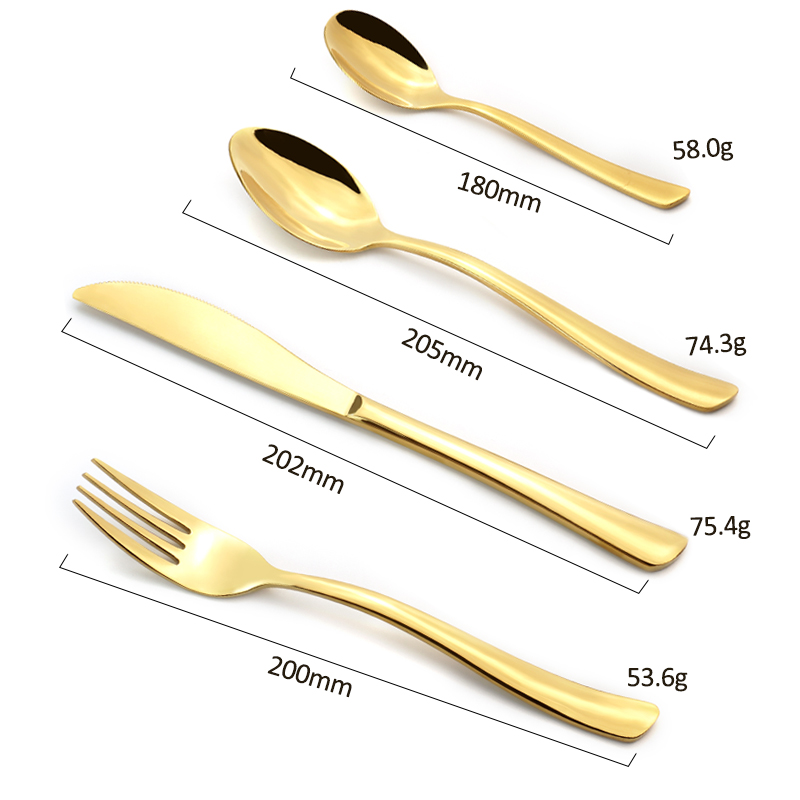 High Quality Modern Elegant Stainless Steel Cutlery Flatware Set Food Grade Silverware Wholesale for Restaurant Hotel Amazon