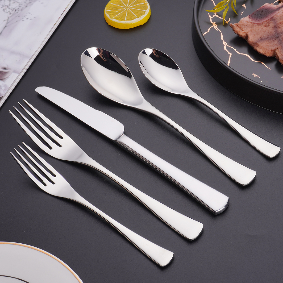 Customizable Luxury Travel Camping Wedding Kitchen 5Pcs Stainless Steel Cutlery Knife Spoon Fork Flatware Silverware