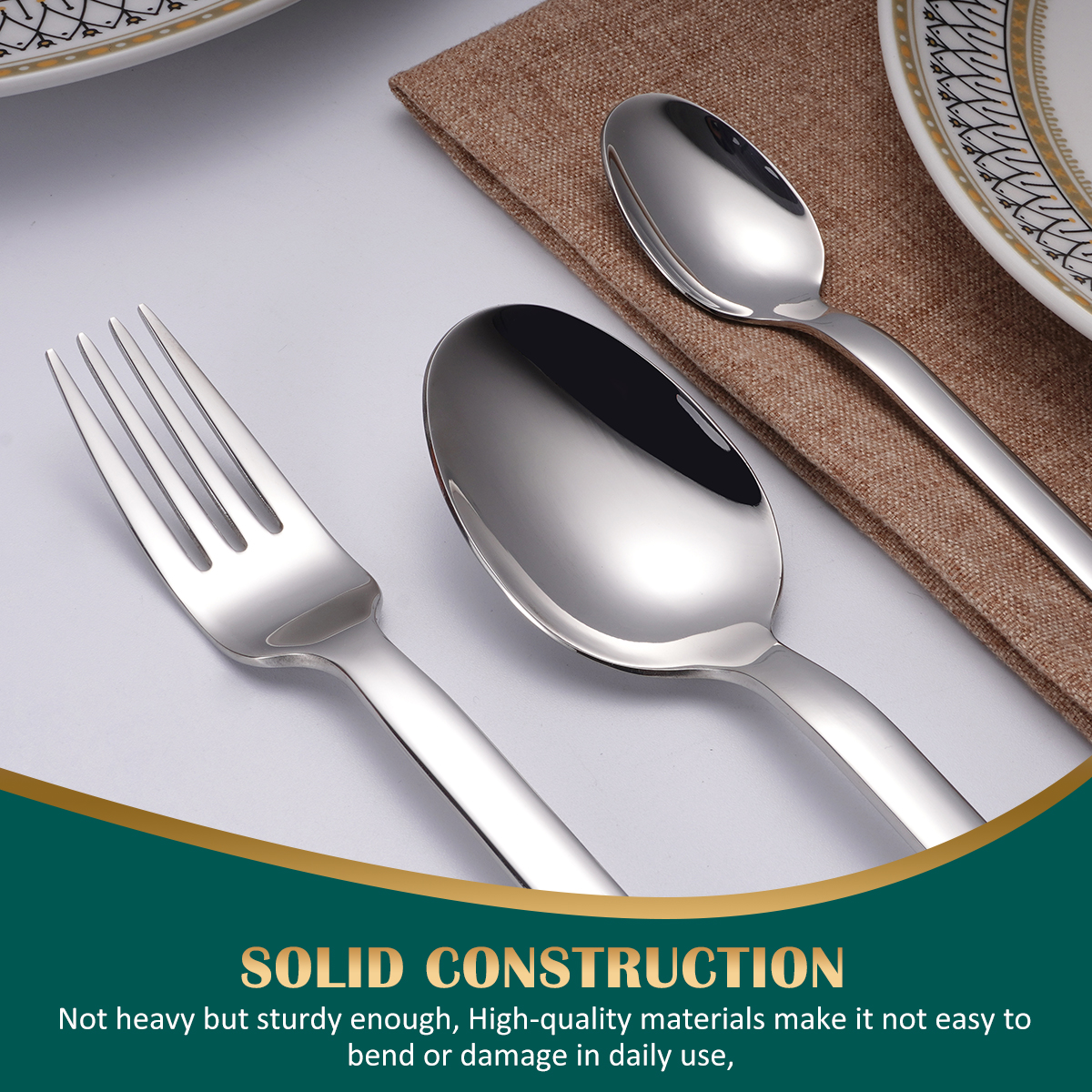 5 Pieces Thick Stainless Steel Cutlery Set