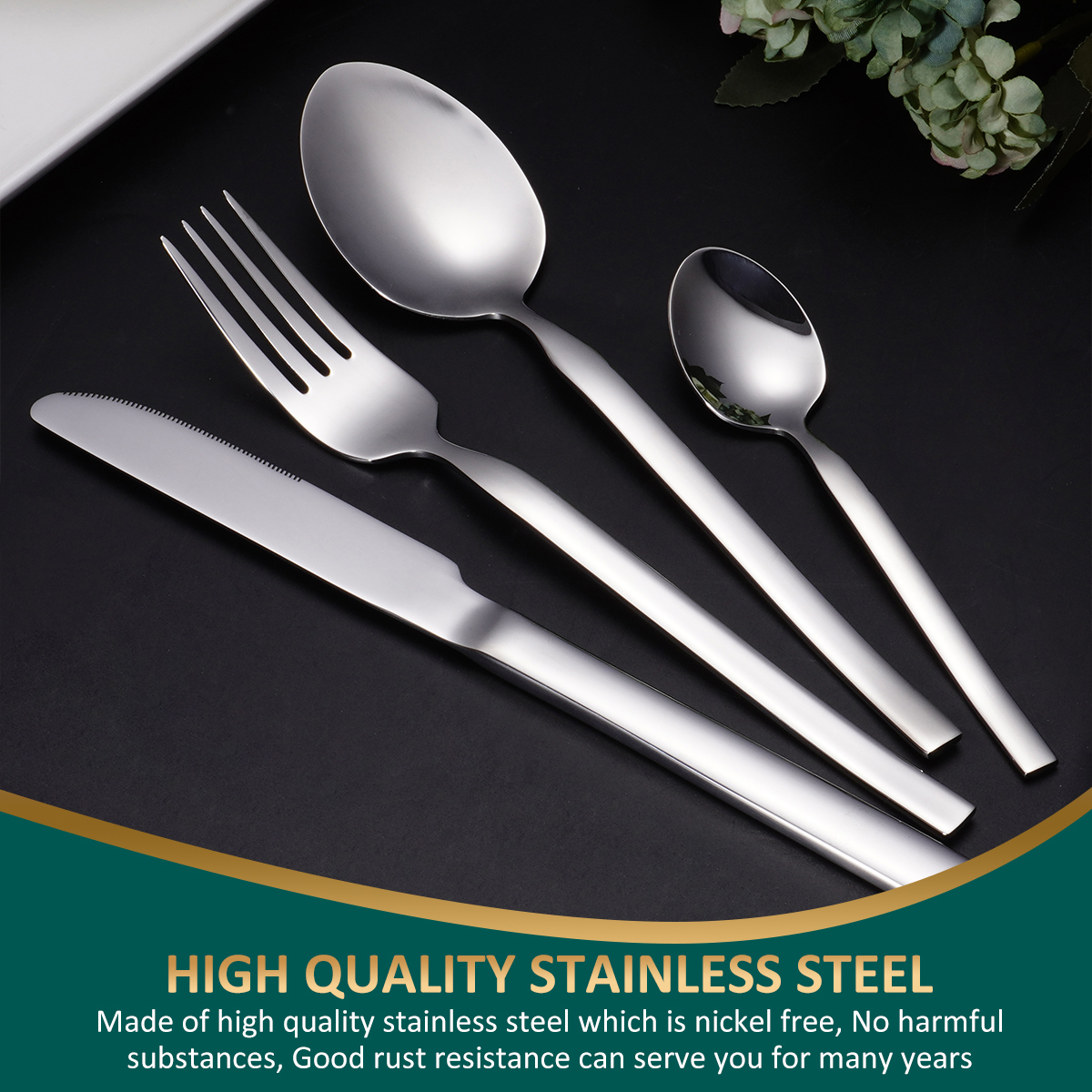 4 Pieces Mirror Polished Stainless Steel Cutlery Set
