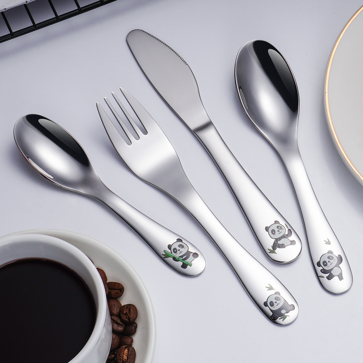 Cute cartoon plastic stainless steel tableware