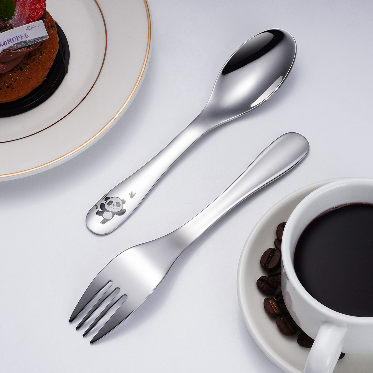 Cute cartoon plastic stainless steel tableware