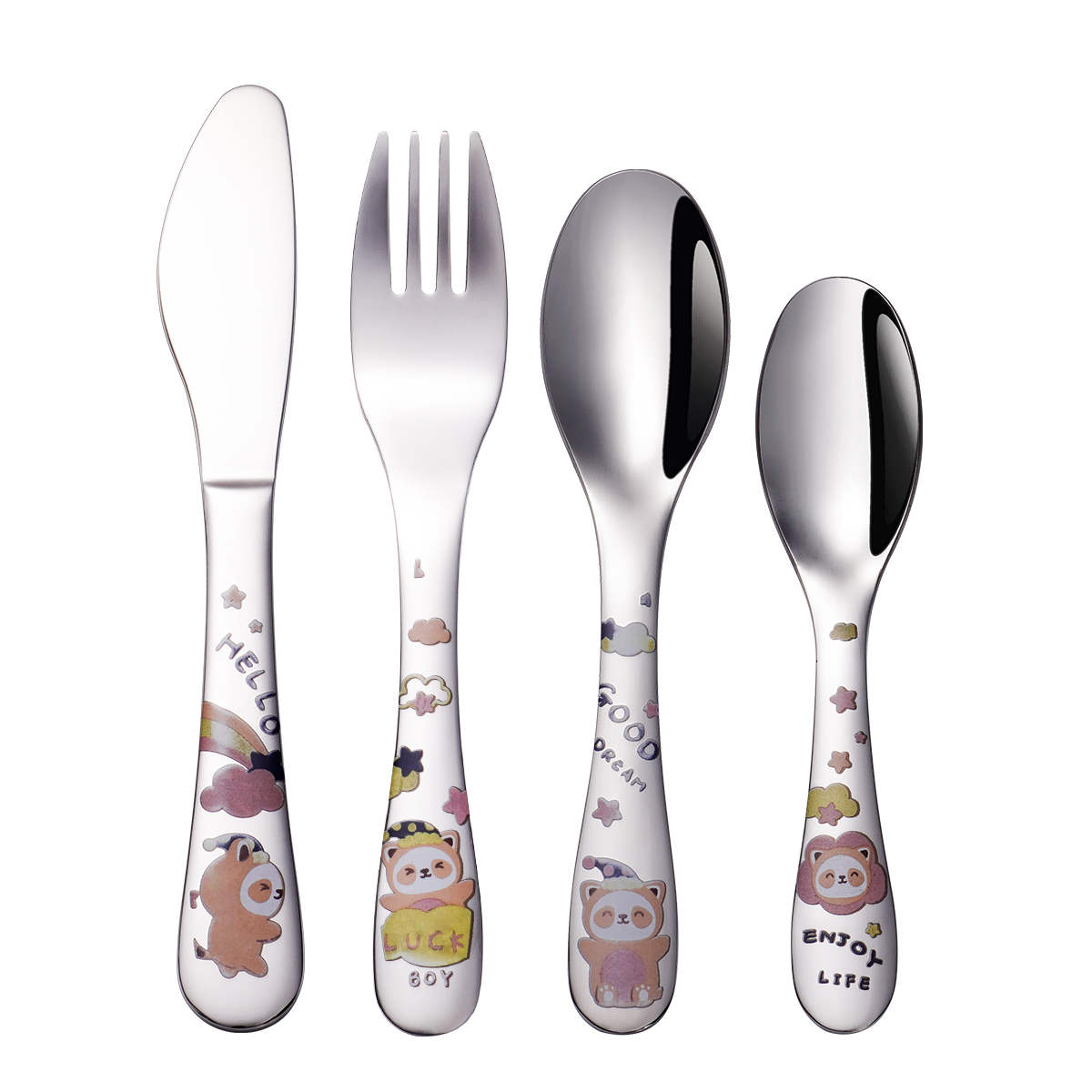 Cute cartoon plastic stainless steel tableware