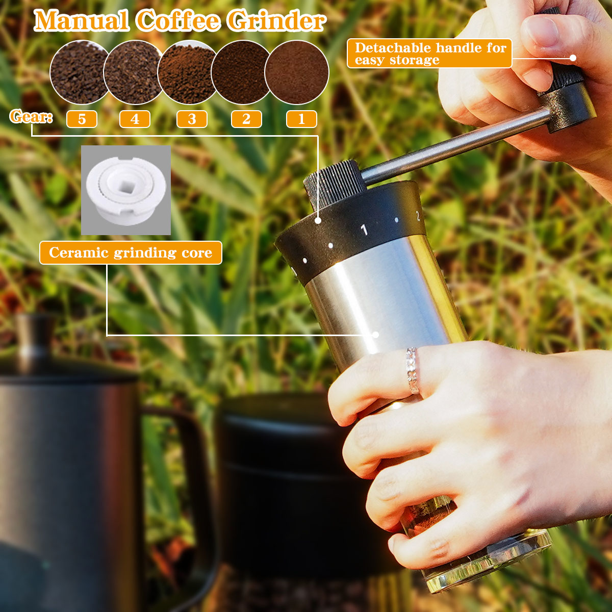 Camping Coffee Set With Manual Grinder Mug