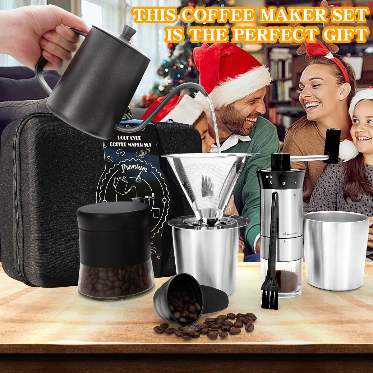 Camping Coffee Set With Manual Grinder Mug