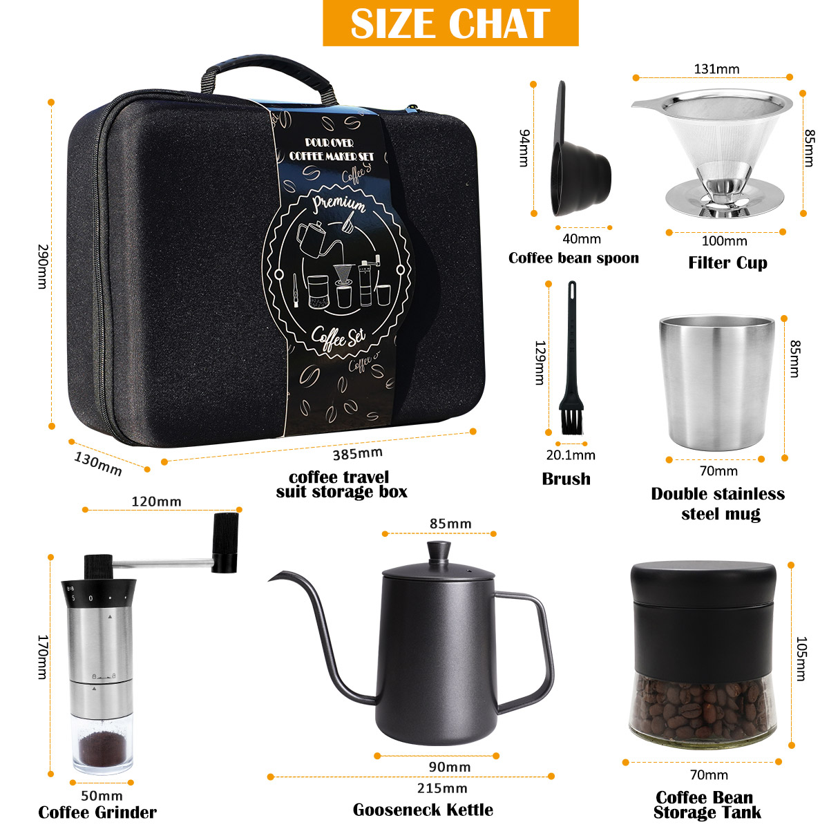 Camping Coffee Set With Manual Grinder Mug
